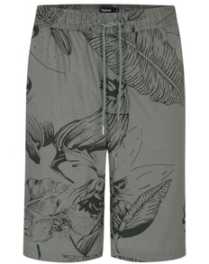 Bigdude Floral Print Cotton Shorts Khaki